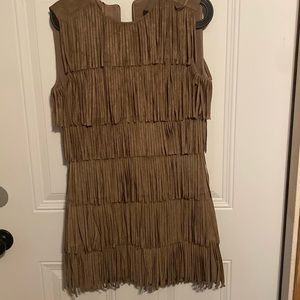 BCBGMA AZRIA Tan fringe dress, size 6